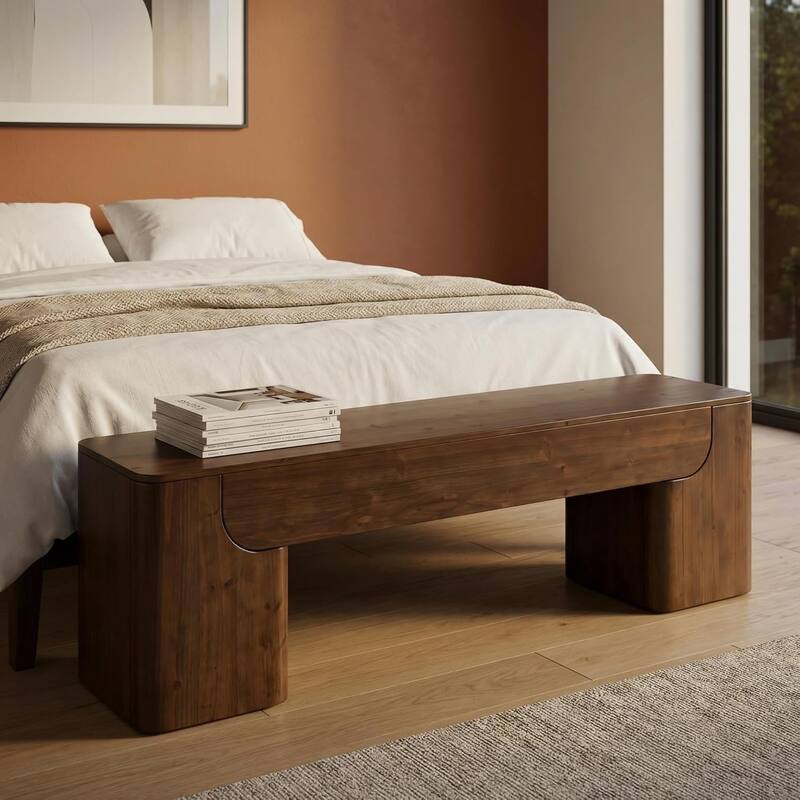 Solid Wood Bench, Entryway Bench, Dining Bench, Farmhouse Bench Seats for Entryway, Hallway, End of Bed