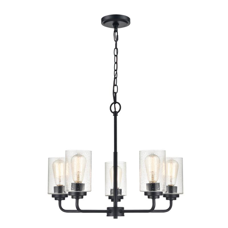 Millennium Lighting Moven 5 Light Metal Chandelier in Multiple Finishes with Seeded Glass Shades
