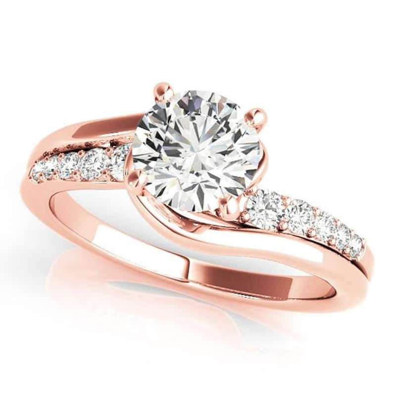 Auriya 14k Gold 2ctw Modern Moissanite and Diamond Engagement Ring 1/4ctw - Rose - 4