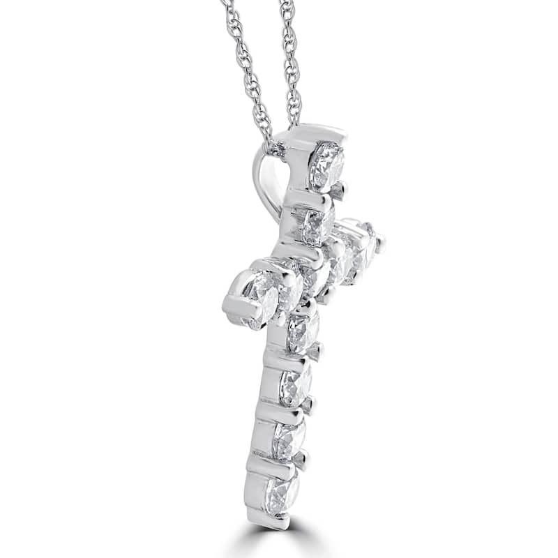 2Cttw Diamond Cross Pendant in 10k White Gold Women's Necklace