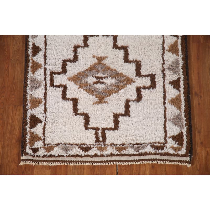 Tribal Anatolian Turkish Runner Rug Hallway Handmade Wool Carpet - 2'11"x 11'3"