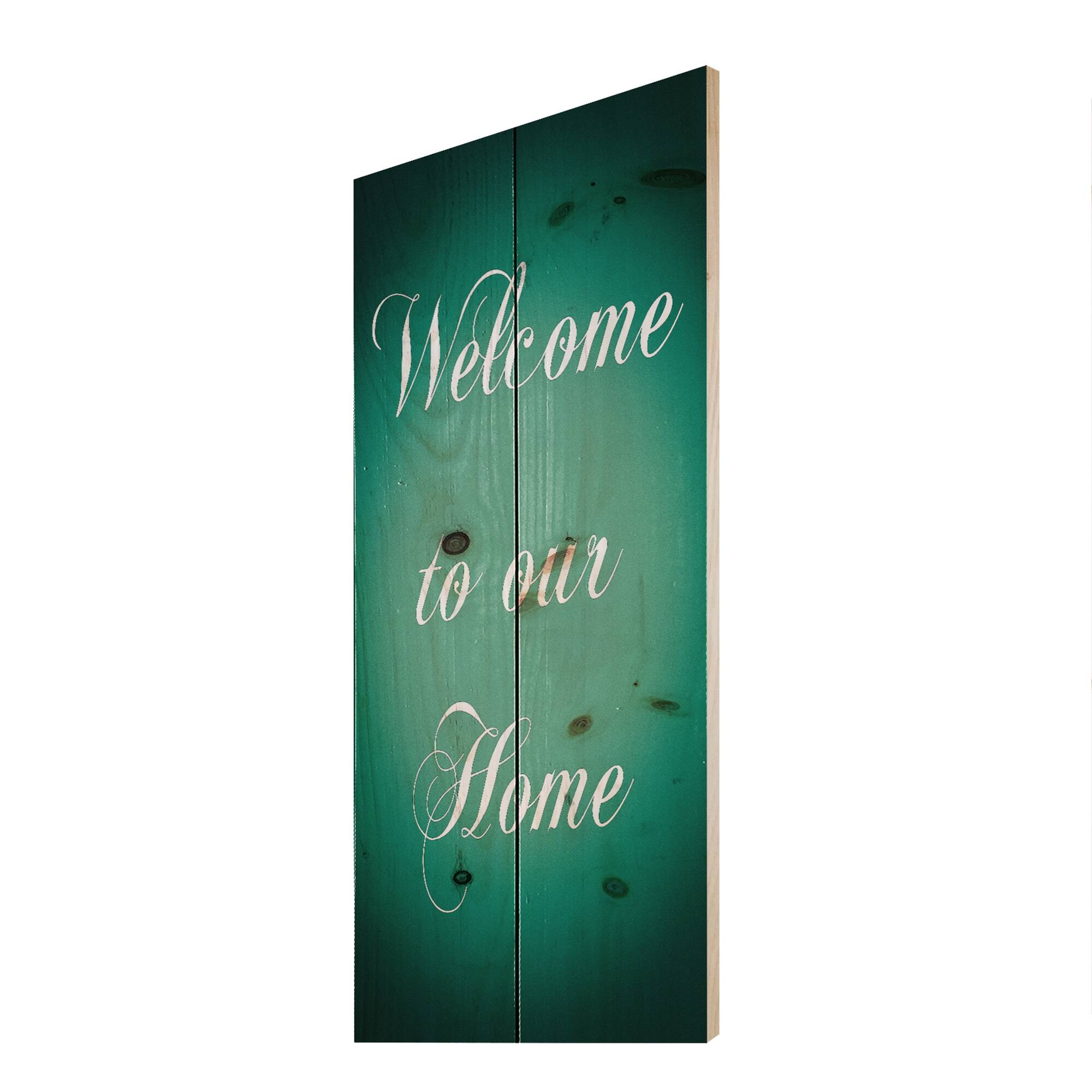 Designart to our home. Turquoise' Textual Entrance Art on Wood