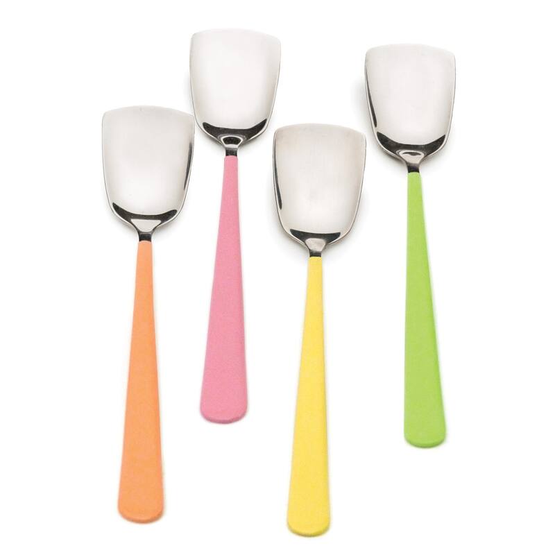 Ice Cream Spoons Mixed Colors (Set of 4) - Colored Handled Spoons, 4 Piece