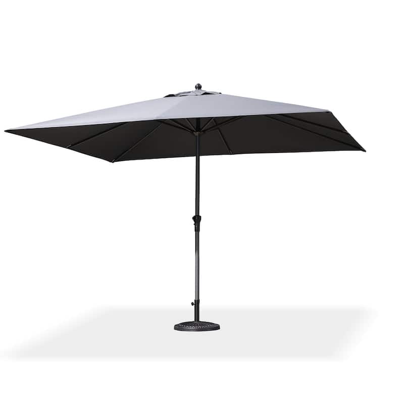 PURPLE LEAF Durable Solid Outdoor Market Umbrella Patio Table Umbrella - 9x11ft-Grey