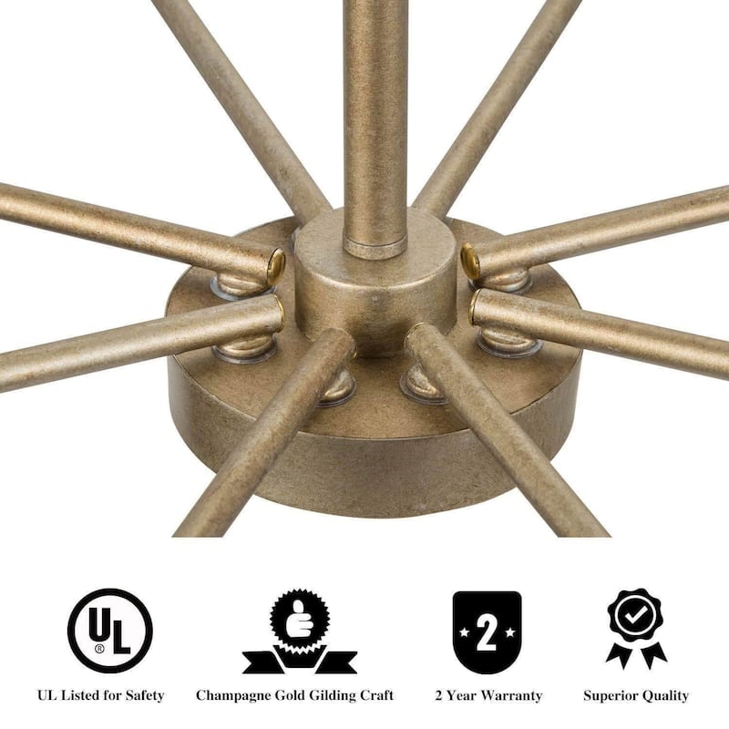 Modern Gold 8-Light Chandelier Classic Wheel Ceiling Lights for Dining Room