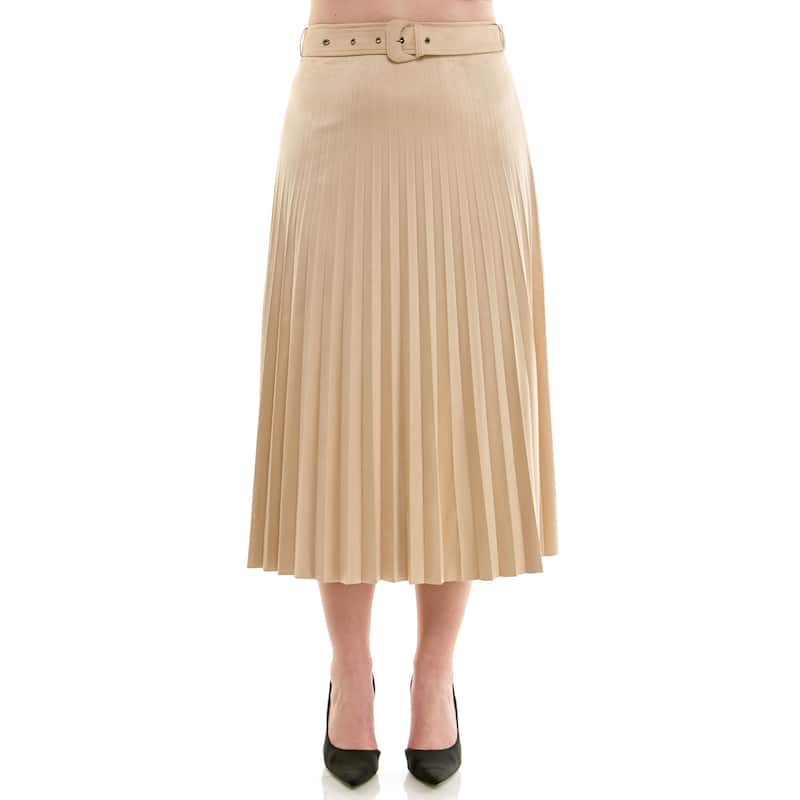 Nicole Miller Faux Suede Pleated Midi Skirt