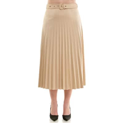 Nicole Miller Faux Suede Pleated Midi Skirt