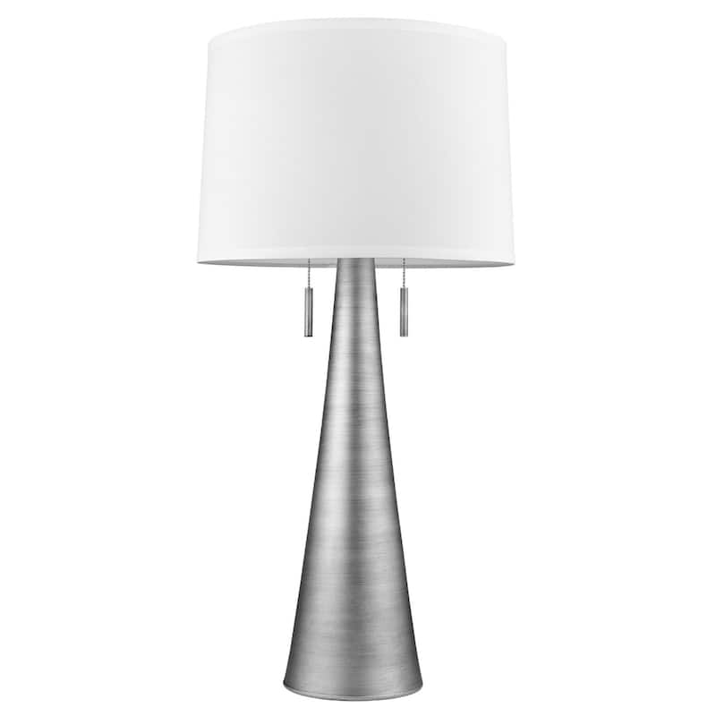 34" Metal Two-Light Table Lamp with White Empire Shade and Pull Chains - 16" x 16" x 33.50"
