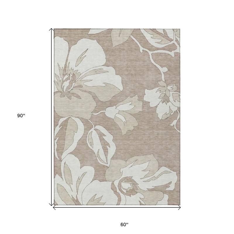 HomeRoots Floral Transitional Rectangle Outdoor Rug