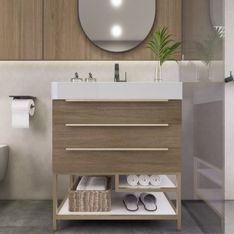 Noble 30" Free Standing Vanity with Reinforced Acrylic Sink - 30" Width