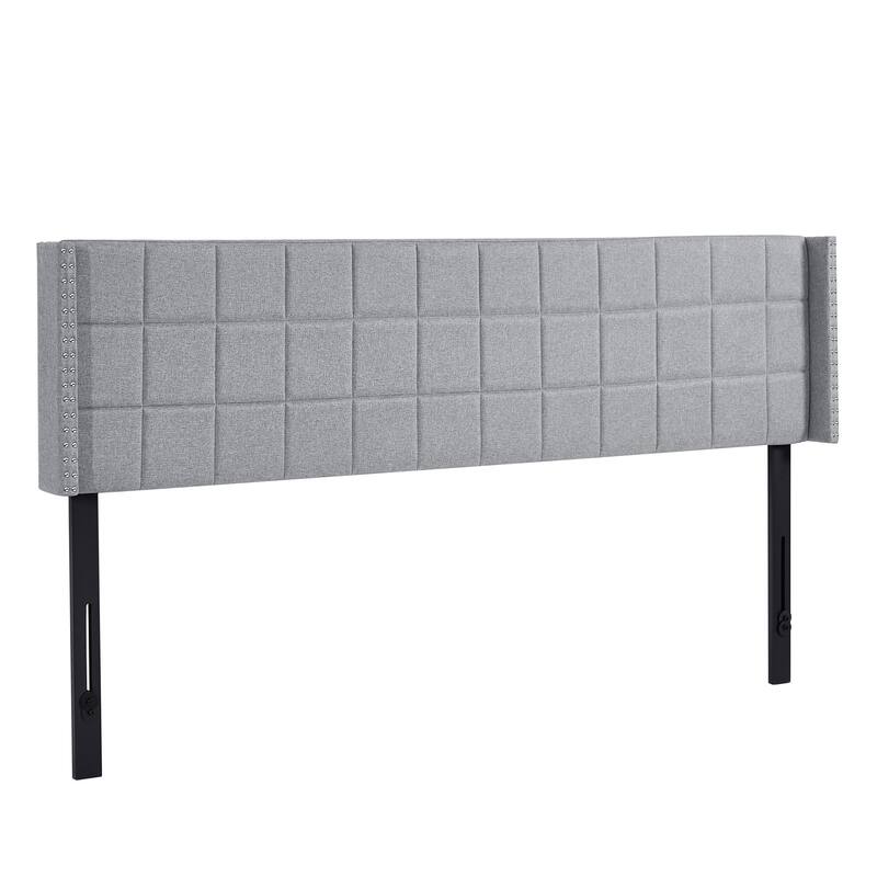 Javlergo Queen/King Size Adjustable Upholstered Headboard, Modern Wingback Headboard with Double Nailhead Trimming