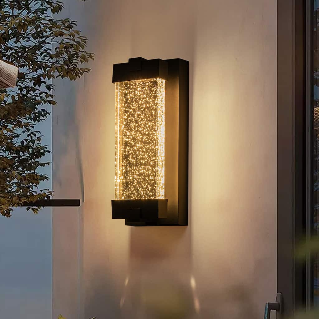 1-Light Crystal Outdoor Integrated LED Bulbble Glass Wall Sconce