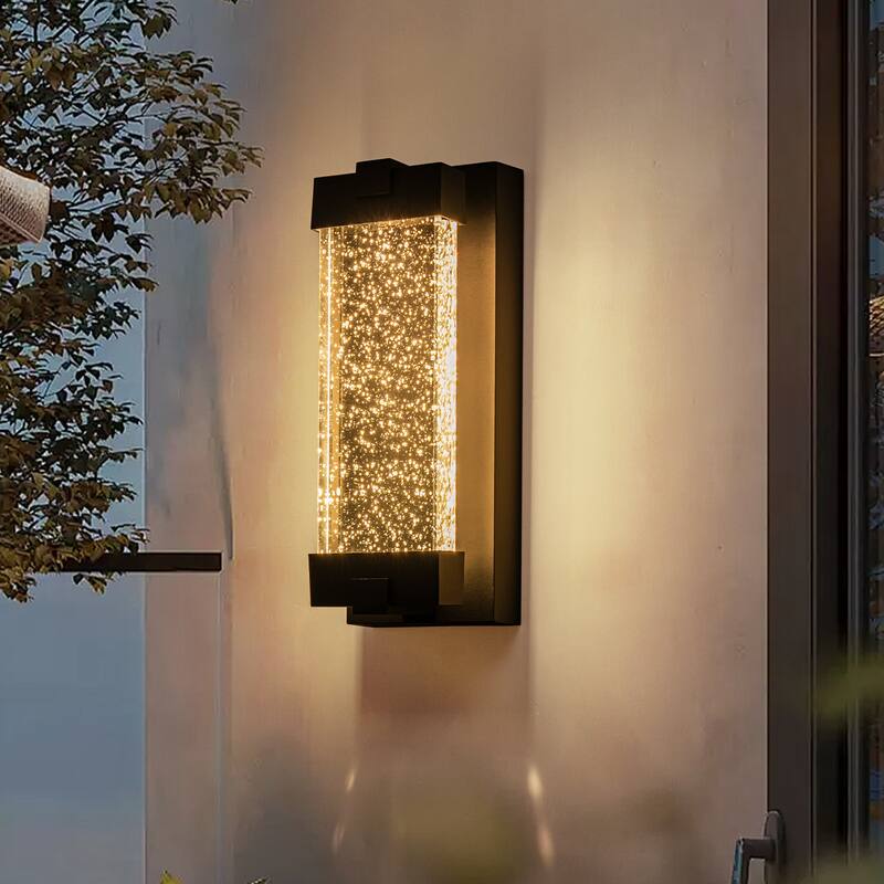 13" Modern Led Outdoor Wall Sconce with Bulbble Glass