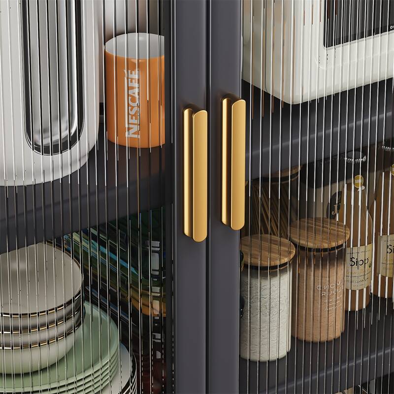 Open-Door Kitchen Shelving Multilevel Microwave Storage Cabinet