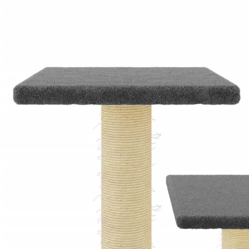 vidaXL Cat Tree Dark Grey Engineered wood, Plush, Sisal Medium Cat Tree