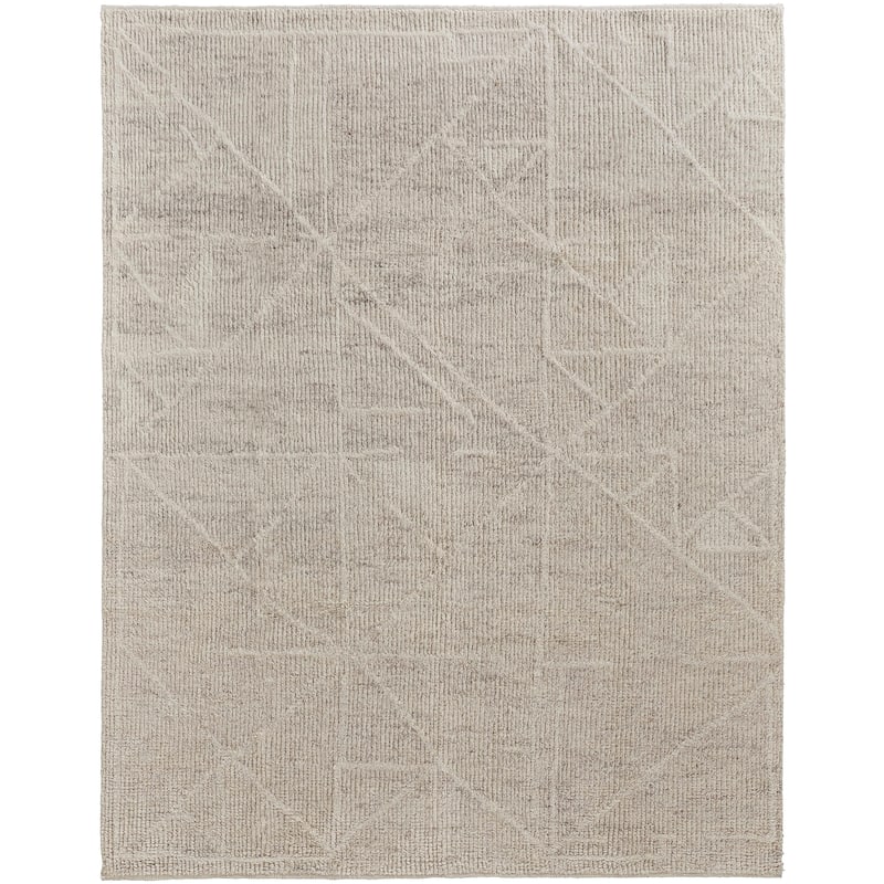 Grand Bazaar Rheed Hand Knotted Solid Modern Area Rug - 9'6" x 13'6" - Ivory/Tan