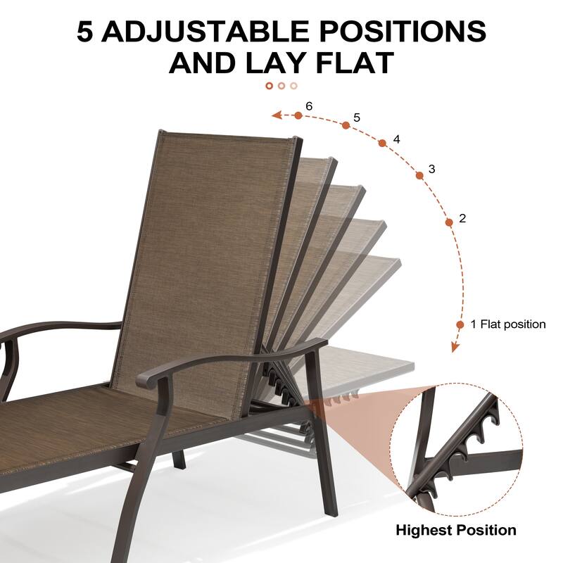 Pool Sunlounger Chaise Lounge Set with 2-piece Lounge Chairs and Side Table - See Picture