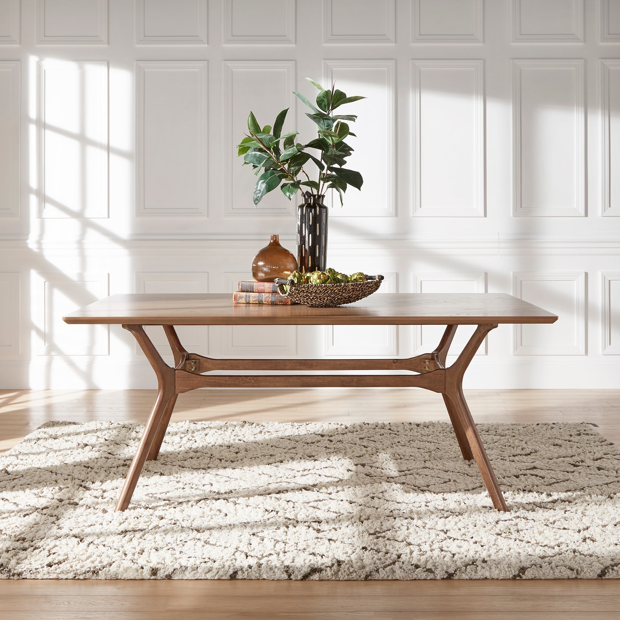 Nadine Mid-Century Dark Walnut Finish Rectangular Dining Table by