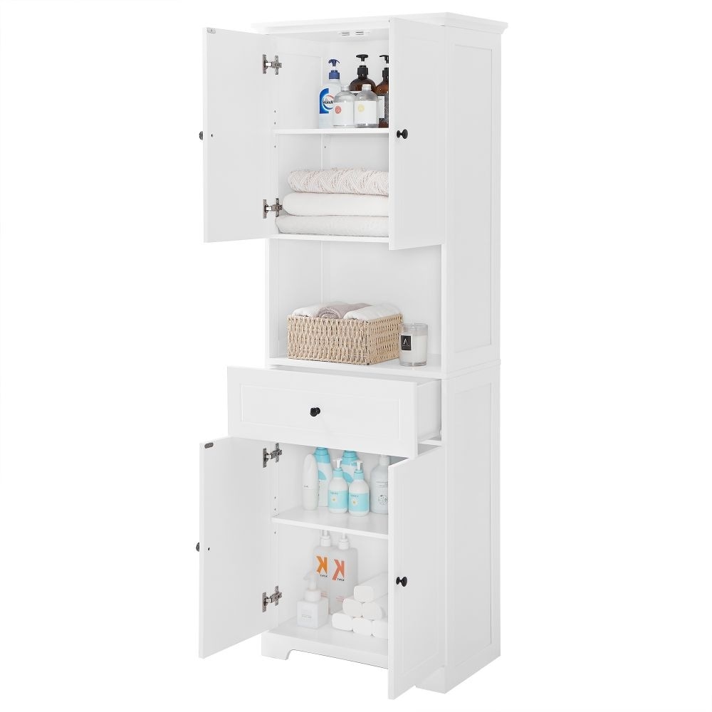 White Tall Bathroom Cabinet with Four Doors - Bed Bath & Beyond
