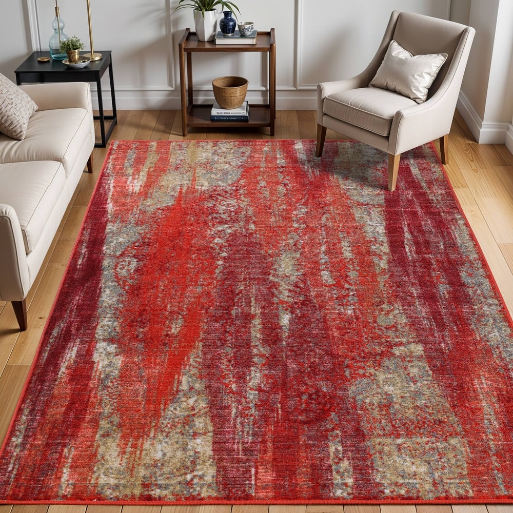 Superior Brayton Abstract Washable Non-Slip Indoor Area Rug