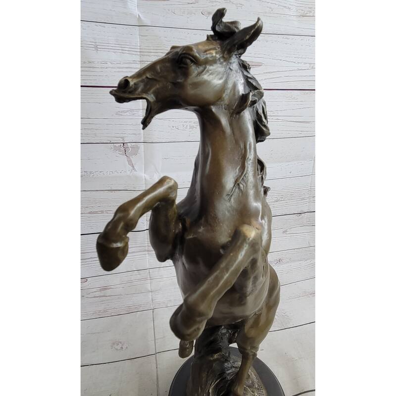 Hot Cast Bronze Rearing Stallion Horse Bronco Western Decor Signed Art Sculpture Statue