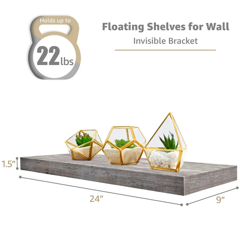 Sorbus Floating Wall Shelves Wall Mounted (4 Pack) - 24" L X 9" W X 1.5"H