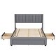 preview thumbnail 5 of 12, Modern Style Upholstered Platform Bed with 3 Storage Drawers