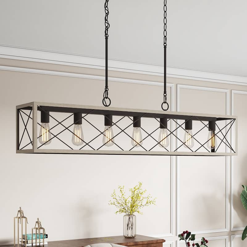 7-Light 48In Linear Modern Farmhouse Kitchen Chandelier - 48''