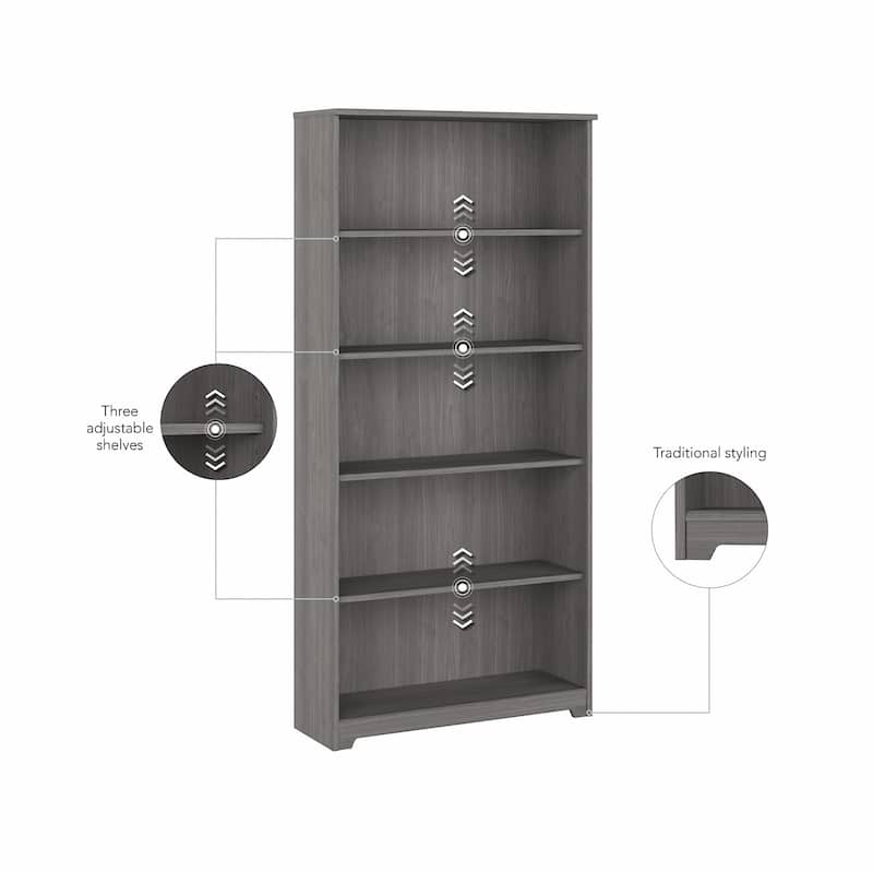 Bush Furniture Cabot Tall 5 Shelf Bookcase with Adjustable Shelves