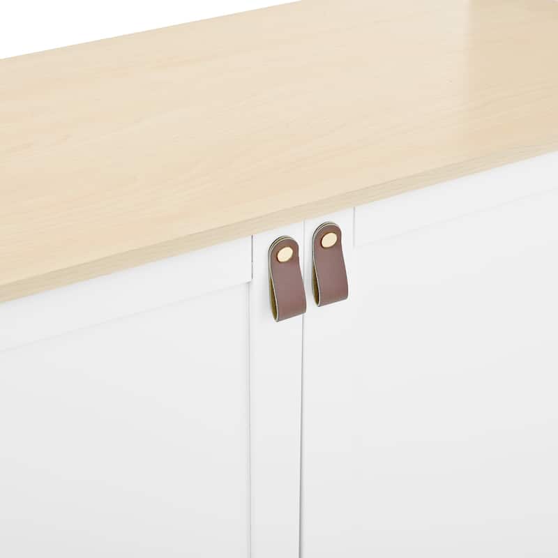 102.3" Farmhouse TV Stand with 6 Drawers & Adjustable Shelves - Entertainment Center for 75" TVs with Bookshelves