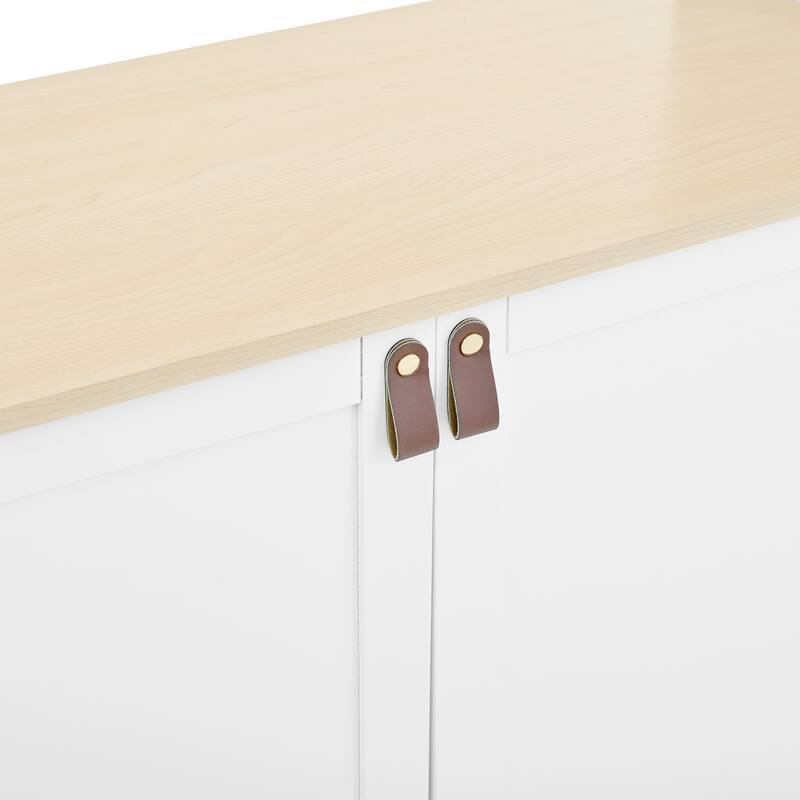 102.3"W Farmhouse 4-Piece Entertainment Center Wall Unit with Adjustable Shelf, TV Stand with Bookshelves for TVs Up to 75"