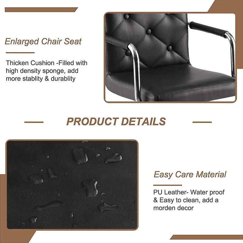 Javlergo Adjustable Height Swivel Bar Stools PU Leather with Back and Armrest, Set of 4 Barstools