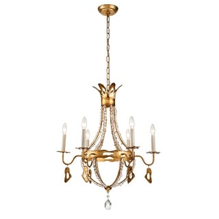 6 Light Antique Gold Rustic Chandelier - Bed Bath & Beyond - 33580881