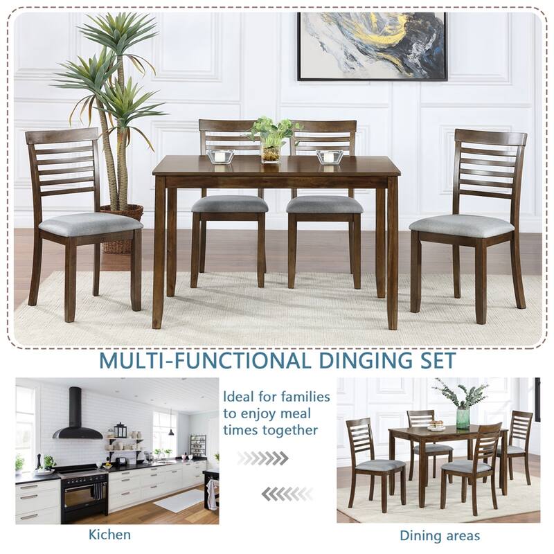 Wooden Dining Rectangular Table set for 4,Kitchen Dining Table