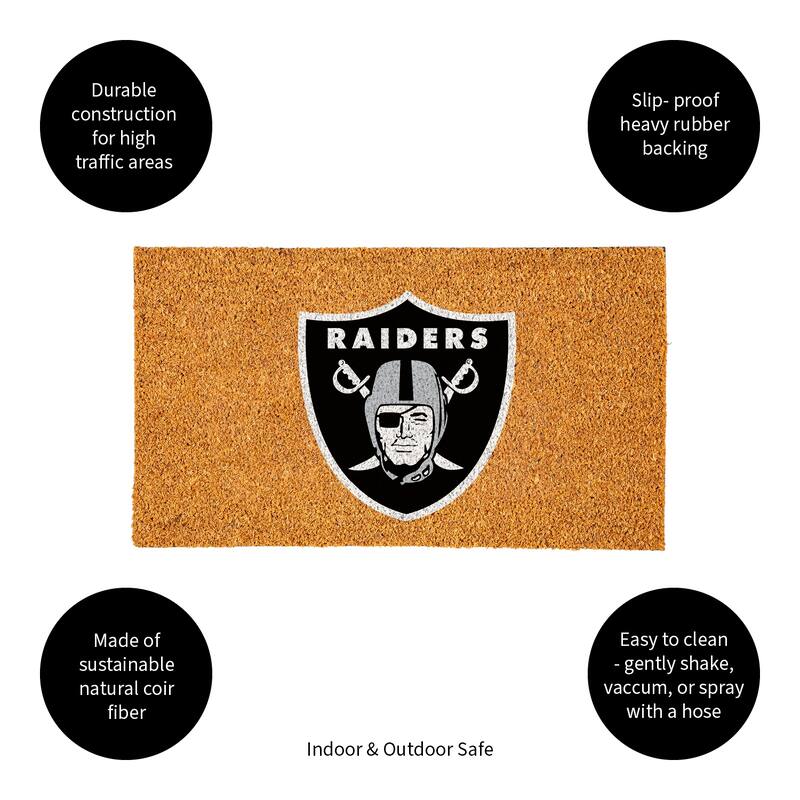 Coir Door Mat, 16"x 28", Las Vegas Raiders - 28" x 16"