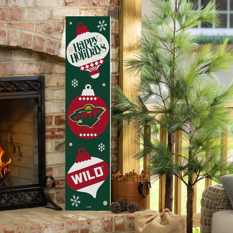 47" Double Sided Seasonal Porch Leaner, Minnesota Wild - 47" x 11.25" - Christmas
