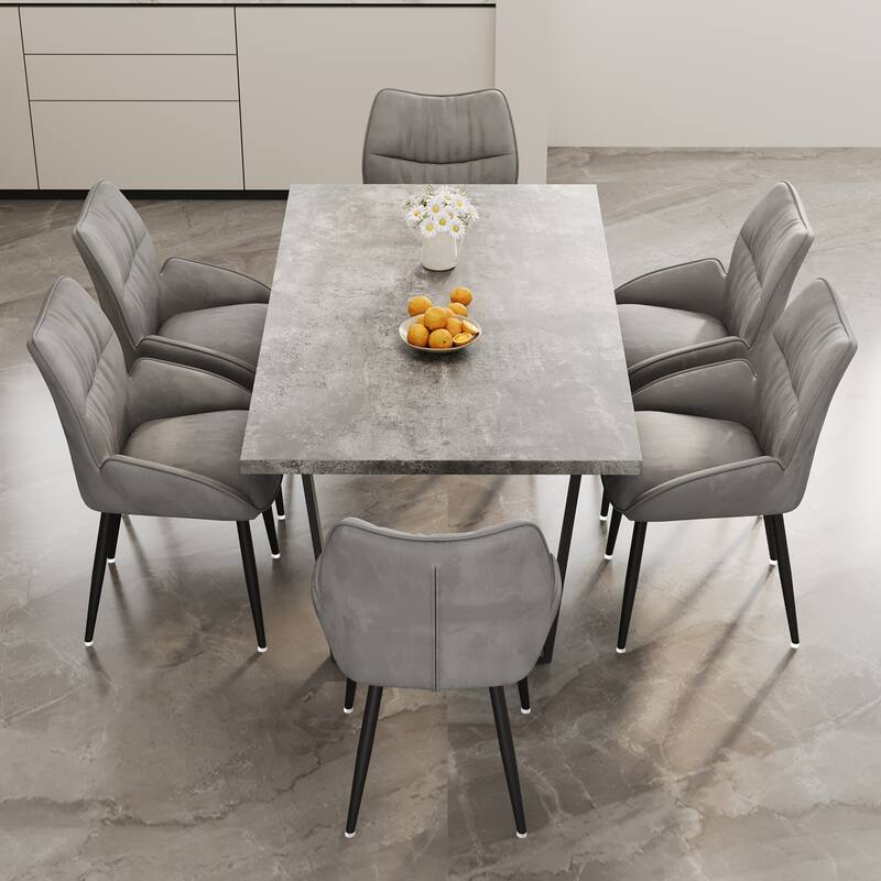 Dining Table Set Breakfast Nook with Velvet Grey Dining Chairs