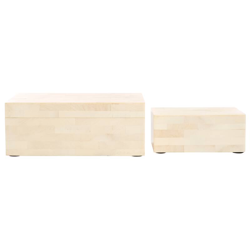 SAFAVIEH Home Sabi Antique Ivory/Faux Bone Resin Decorative Box Set of 2