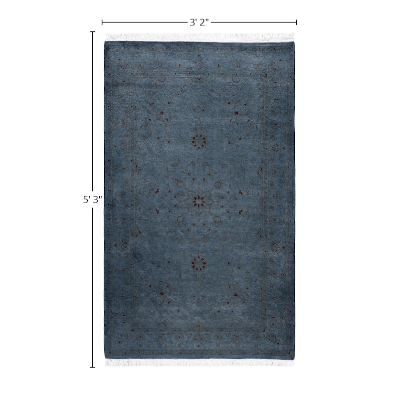 Overdyed One-of-a-Kind Hand-Knotted Area Rug - Gray - 3' 2" x 5' 3"