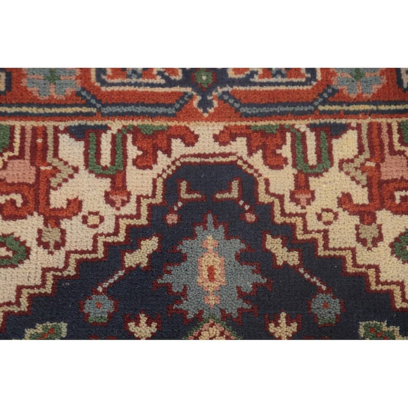 Navy Blue Heriz Serapi Runner Rug Hand-Knotted Wool Carpet - 2'7"x 9'10"