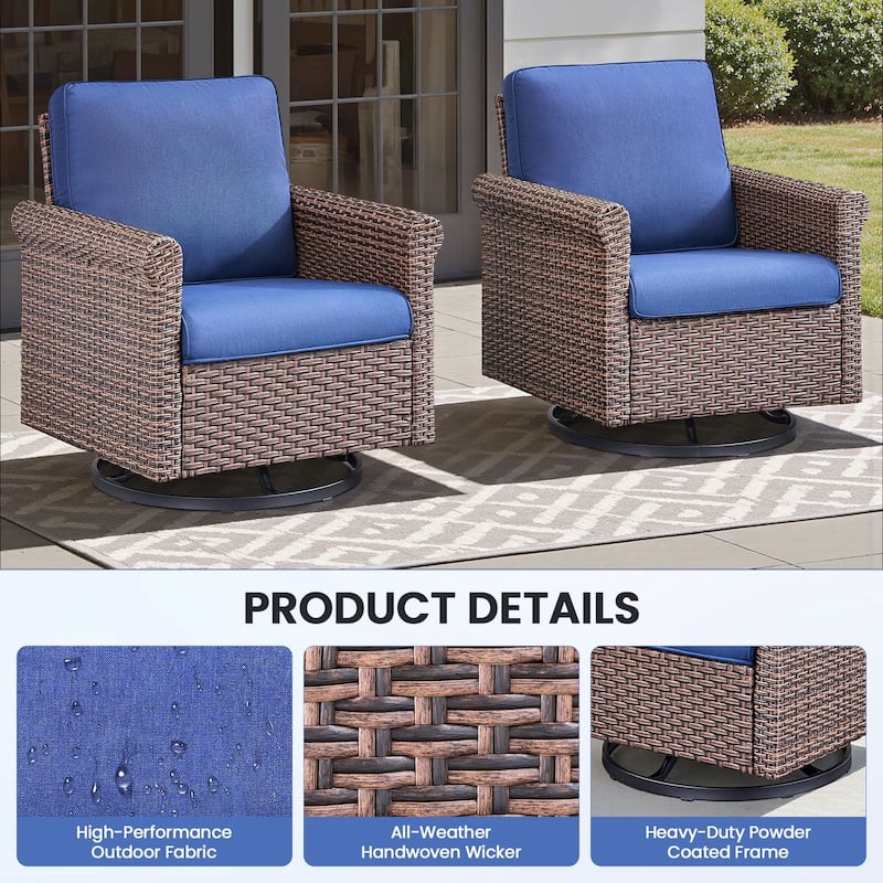 Pocassy Outdoor Sofa Swivel Chairs Patio Chair Funiture Set