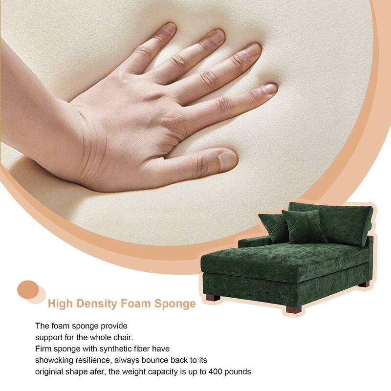 Oversized Chenille Modular Chaise Lounge With Deep Seat