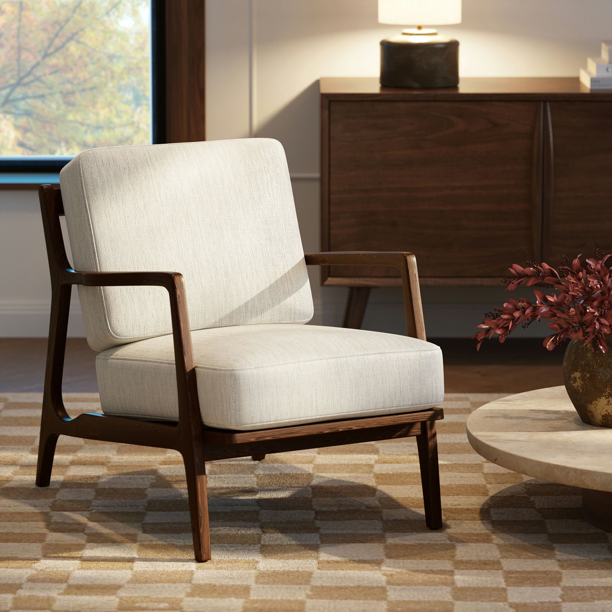 Poly & Bark Verity 25" Fabric Lounge Chair - Solid Wood Frame