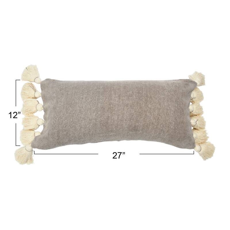 Cotton Chenille Lumbar Pillow with Tassels