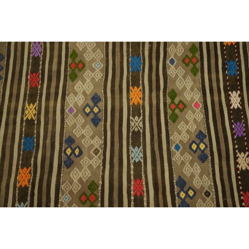 Hand Woven Oriental 100% Wool Carpet Southwestern Tribal Multi-Colored Kilim Area Rug - 8' 5'' X 5' 6''