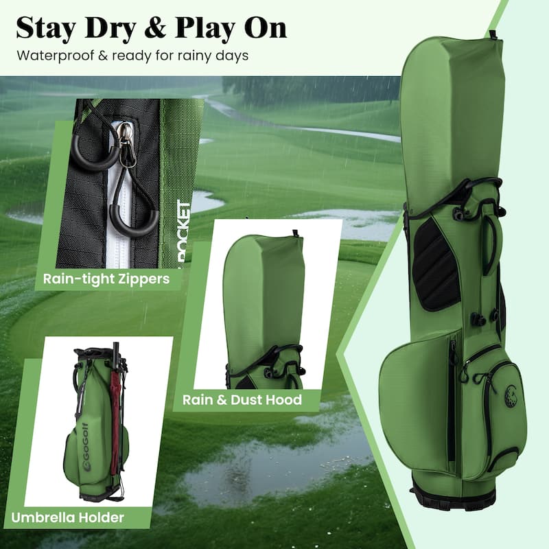 Gymax 8-Way Golf Stand Bag w/ 5 Pockets Lightweight Portable Golf Club