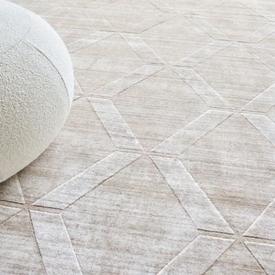 EXQUISITE RUGS Castelli Hand-loomed Bamboo Silk/Wool Light Beige Area Rug.