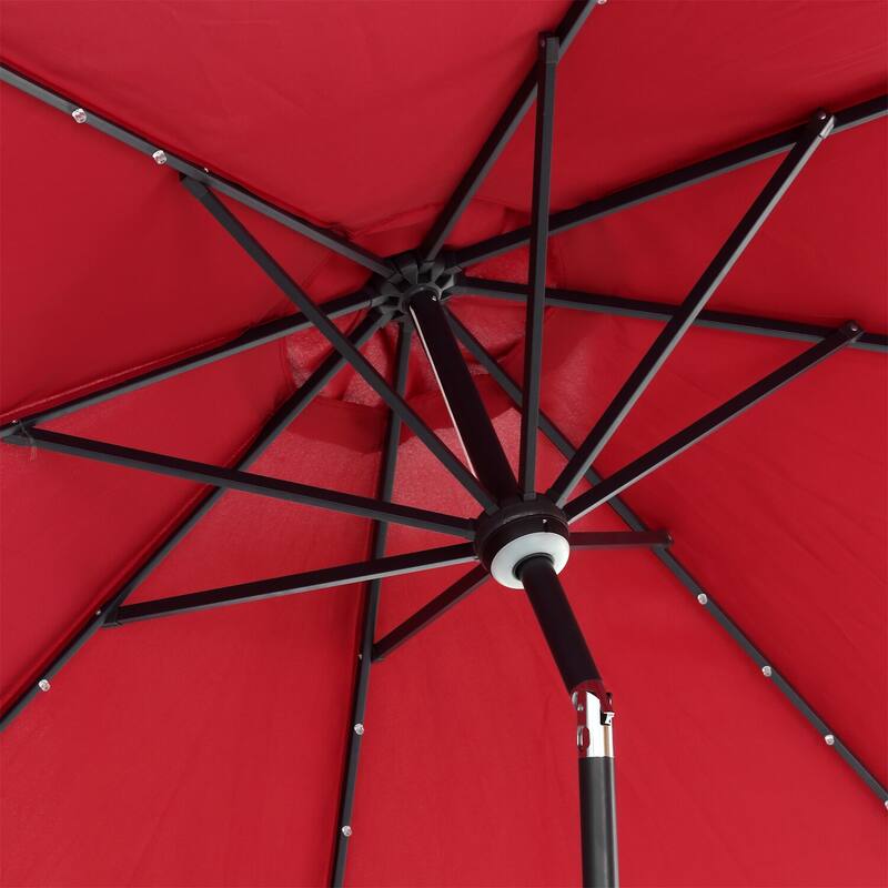 Ainfox 10ft Patio Umbrella with Lights without Base Outdoor Solar Umbrella