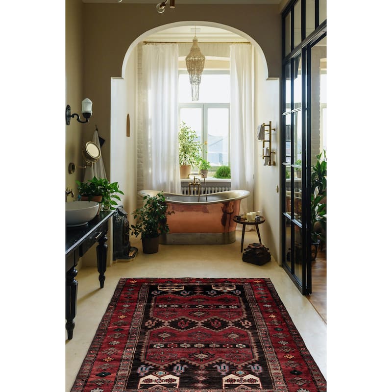 ECARPETGALLERY Hand-knotted Melis Vintage Red Wool Rug - 4' 11" x 9' 10"