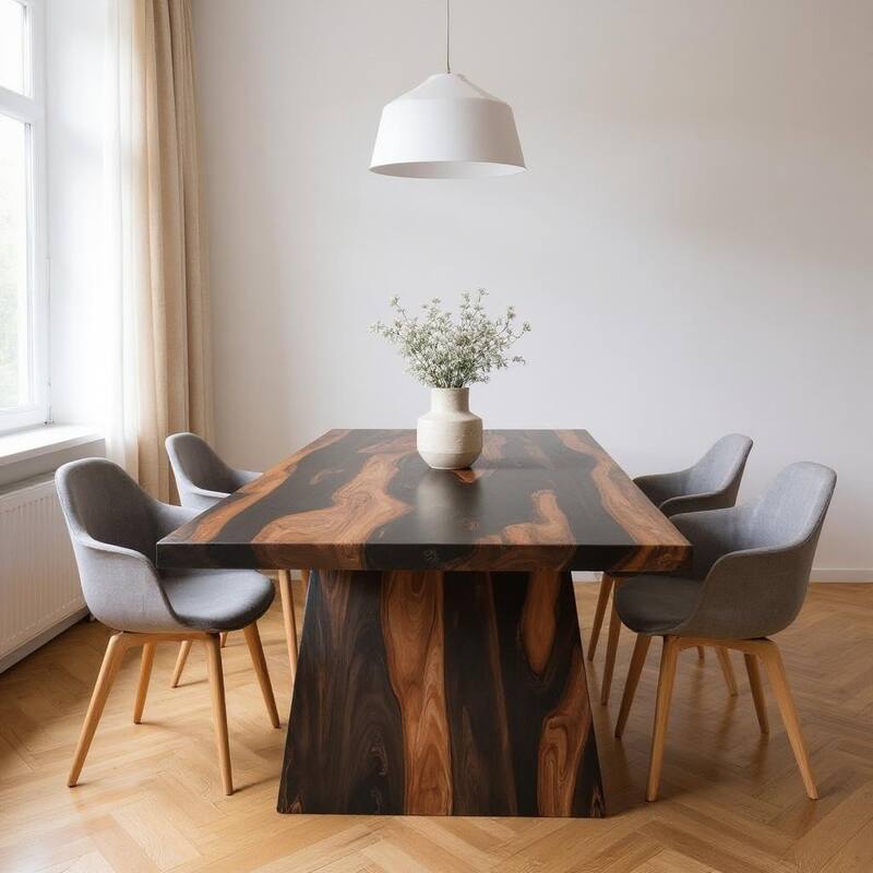HomeRoots 75" Brown Solid Wood Pedestal Base Dining Table - 75 in. x 30 in. x 38 in. - 75 in. x 30 in.  x 38 in. - Brown